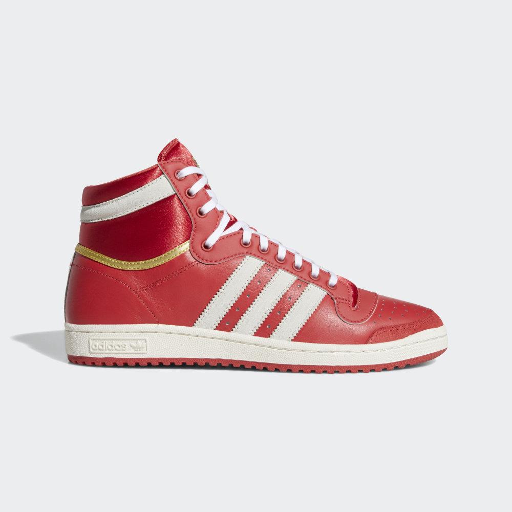 Adidas Women's Top Ten Hi Originals Shoes Red/Gold Metal/White Ireland EF6368